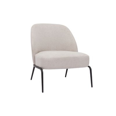 Fauteuil design en tissu effet velours texturé beige et métal noir BREGO MILIBOO
