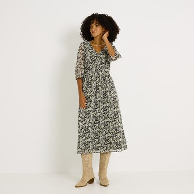 Robe longue imprimée col V GRAIN DE MALICE