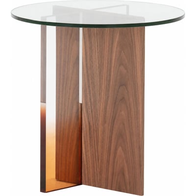 Table d'appoint ronde noyer et méthacrylate RECOLLECTION