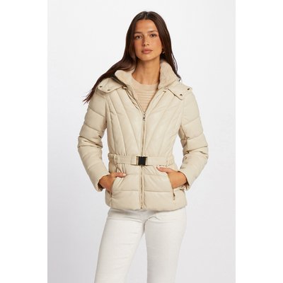 Doudoune simili cuir capuche MORGAN