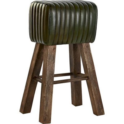 Chaise de bar en cuir et bois, Vintage RECOLLECTION