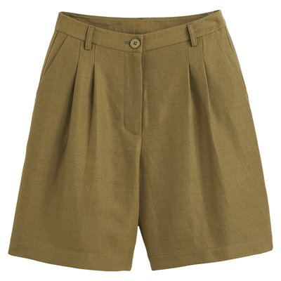 Bermudas com pinças, em lino e algodão LA REDOUTE COLLECTIONS