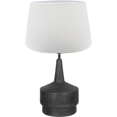Lampe de table design  en bois de manguier et abat jour tissu RECOLLECTION