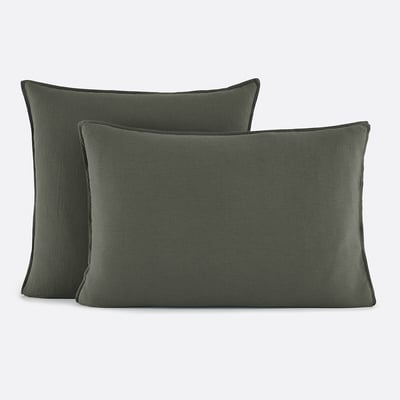 Funda de almohada lisa en algodón/lino lavado, Marnie LA REDOUTE INTERIEURS