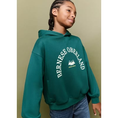 Sweat à capuche en coton inscription imprimée MANGO KIDS