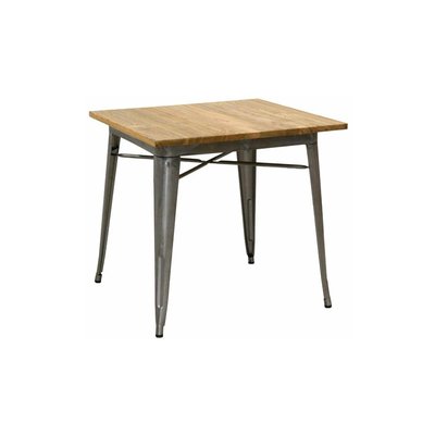 Table carrée industrielle en métal et bois d'orme huilé AUBRY GASPARD