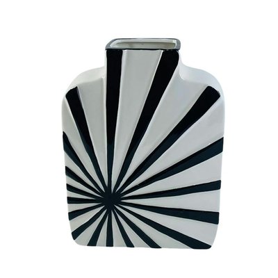 Vase blanc carré décor soleil noir H26 cm PIER IMPORT