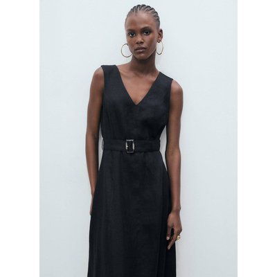 Robe évasée lin ceinture MANGO
