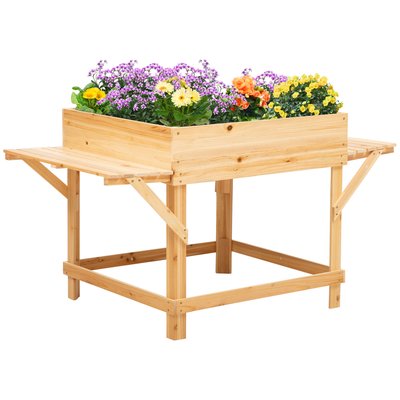 Jardinière sur pied potager 2 étagères feutre drainage sapin pré-huilé OUTSUNNY