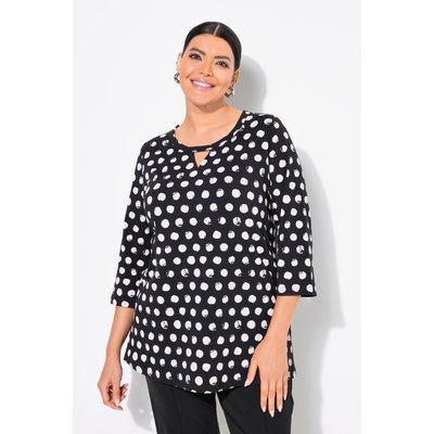 T-shirt à pois, col rond et manches 3/4 ULLA POPKEN
