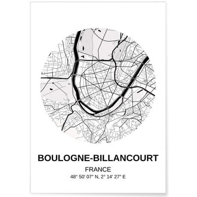 Affiche Carte Boulogne-Billancourt L'AFFICHERIE