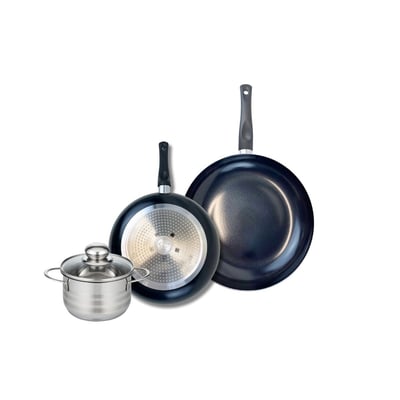Batterie 2 poêles 24/28cm + 1 faitout 14cm PRIMA BRILLANT ELO