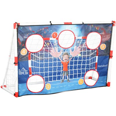Cage de handball enfant 5 zones cibles - balle, pompe, piquets inclus - blanc rouge HOMCOM