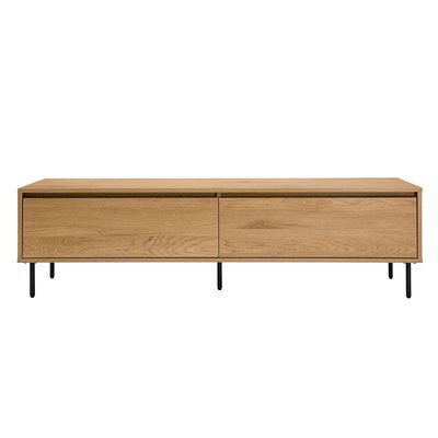 Meuble TV finition bois clair chêne 2 tiroirs L160 cm ARAGON MILIBOO