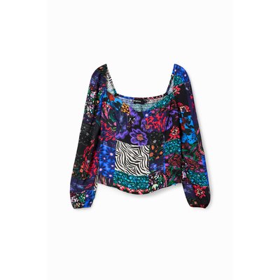 Blouse corset patchwork - BLACK - L DESIGUAL