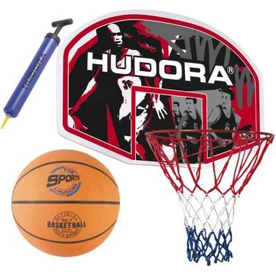 Ensemble Panier de Basket Ballon et pompe HUDORA