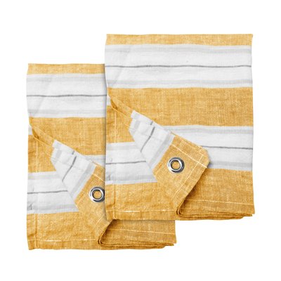 Set de deux torchons 100% lin rayures tissées colorées, JEU DE RAYURES BLANC CERISE