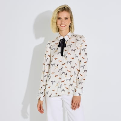 Chemise imprimée nœud lavallière GRAIN DE MALICE