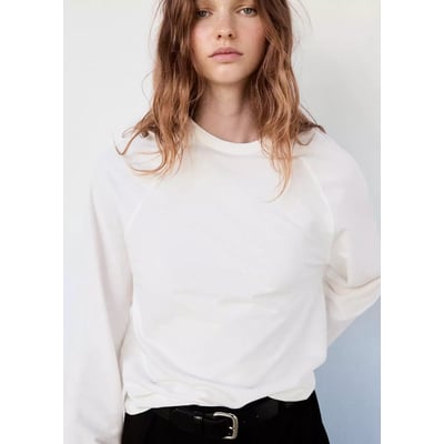 T-shirt 100 % coton manches longues MANGO