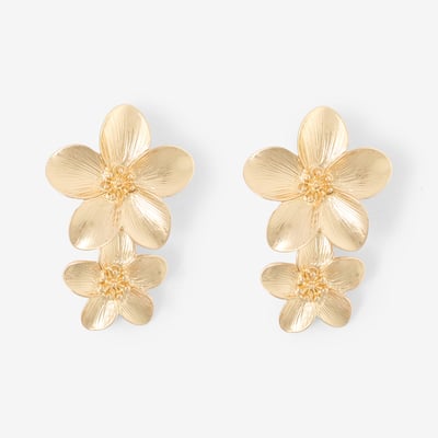 Boucles d'oreilles clips - double fleurs dorées BALABOOSTE