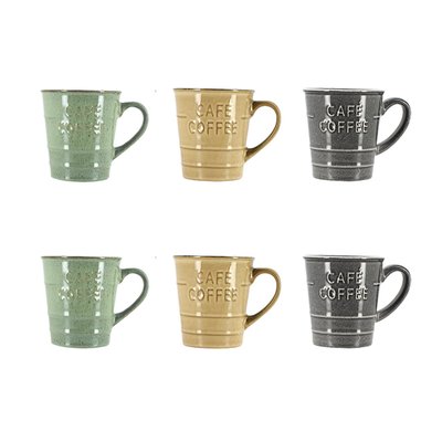Lot de 6 mugs 37cl en grès, COFFEE TIME NOVASTYL