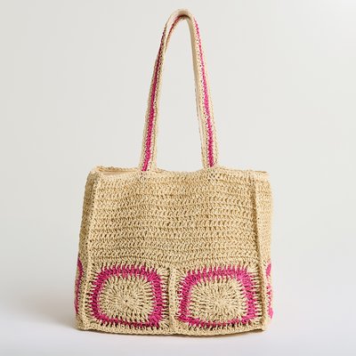 Sac panier en paille bicolore GRAIN DE MALICE