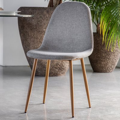 Guston Scandi Upholstered Dining Chair with Oak Effect Legs (Set of 2) SO'HOME