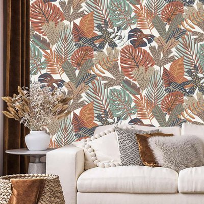 Papier peint plante monstera cuivrée HEXOA