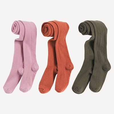 Lot de 3 collants unis en côte LA REDOUTE COLLECTIONS