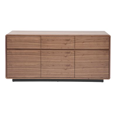 Buffet design en bois foncé noyer 3 portes 3 tiroirs L160 cm JAKO MILIBOO