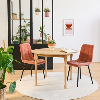 Table extensible ronde bois D105 + 1 allonge et pieds tournés - VICTORIA HELLIN, DEPUIS 1862