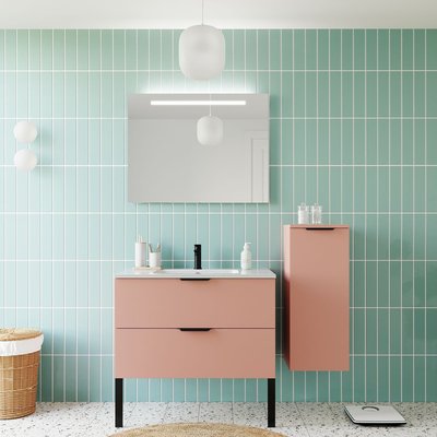 Ensemble vasque intégrée 2 tiroirs + colonne à droite - SOHO HOMIFAB
