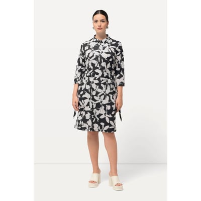 Robe en jersey, feuillage, col chemise ULLA POPKEN