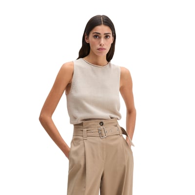 Pull sans manches regular en mélange coton organique-lin MARC O'POLO