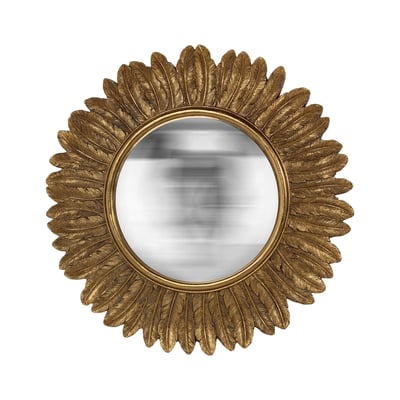 Miroir rond soleil convexe contours plumes 33 cm EMDE