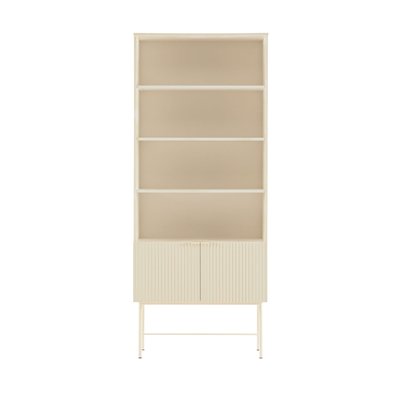 Bibliothèque 4 niches, 2 portes en bois et métal H200cm - MOLLY DRAWER
