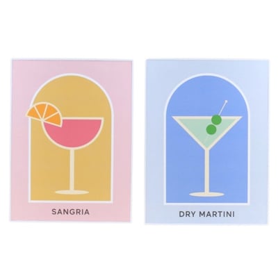 Set de 2 toiles décoratives cocktail 30x40cm ORNAMI