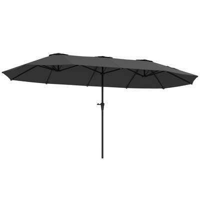 Parasol de jardin grande taille manivelle métal tissu haute densité gris OUTSUNNY