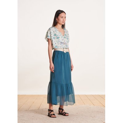Jupe mi-longue fluide en voile viscose soie LA FEE MARABOUTEE