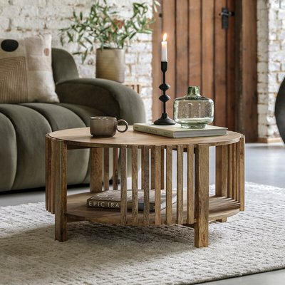Harora Slatted Wood Storage Coffee Table SO'HOME