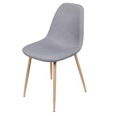 Chaise en Tissu Gris Clair Pieds en Métal Effet Bois WADIGA