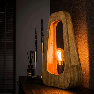 Lampe de table en bois de manguier forme organique H 50 cm LUCKNOW PIER IMPORT