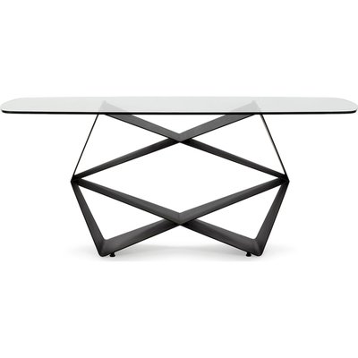 Table salle à manger design verre et métal  finition transparente RECOLLECTION