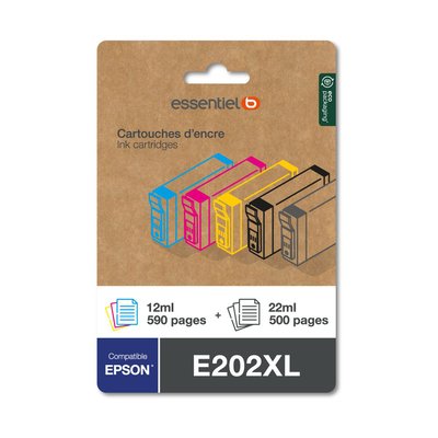 Cartouche d'encre E202XL Noir + 3 couleurs ESSENTIEL B