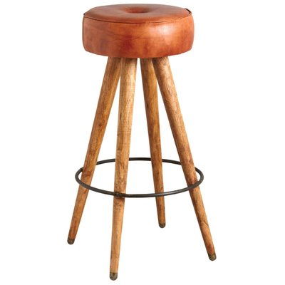 Tabouret en cuir de buffle avec pieds bois AUBRY GASPARD