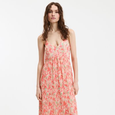 Maxivestido plisado con estampados florales y tirantes finos LA REDOUTE COLLECTIONS