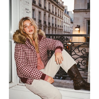 Veste Bomber Everest Check à Capuche Coupe Ajustée SUPERDRY