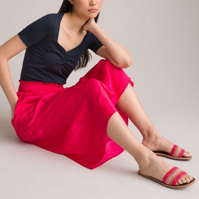 Jupe midi évasée, ceinture smockée LA REDOUTE COLLECTIONS