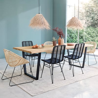 Table en bois de teck recyclé et métal 10 pers.  JUNE BERAH GETAH