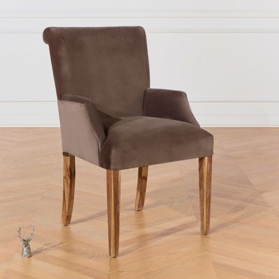 Fauteuil de table en bois et velours ALIX ROBIN DES BOIS